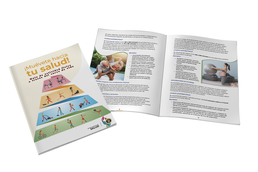 an open book of a physical activity guide.